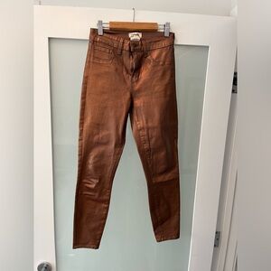 Copper color metallic jeans 🔥